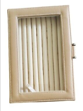 Faux Leather Ring Jewelry Organizer Display Case Cream